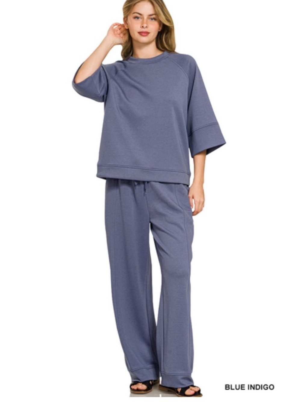 34 🦋 ZENANA SCUBA small to 3X 3/4 SLEEVE
PULLOVER & PANTS SET